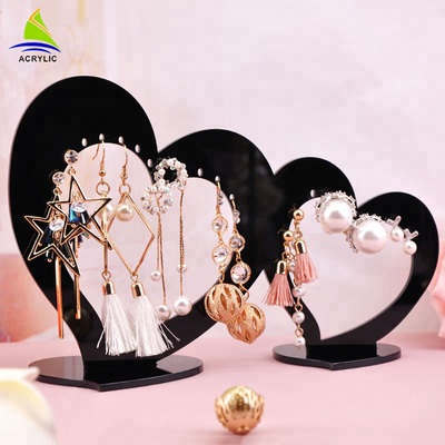 Retail Acrylic Jewelry Display Elegant Double Heart Earring Display Table