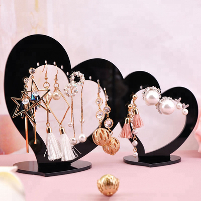 Retail Acrylic Jewelry Display Elegant Double Heart Earring Display Table