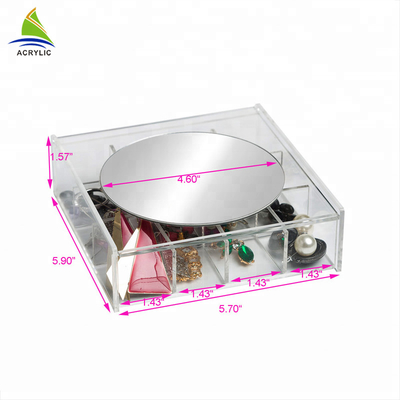 Clear Acrylic Jewelry Display Jewelry Display Set Storage With Mirror OEM Service