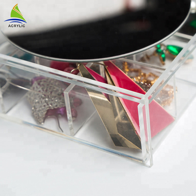 Clear Acrylic Jewelry Display Jewelry Display Set Storage With Mirror OEM Service