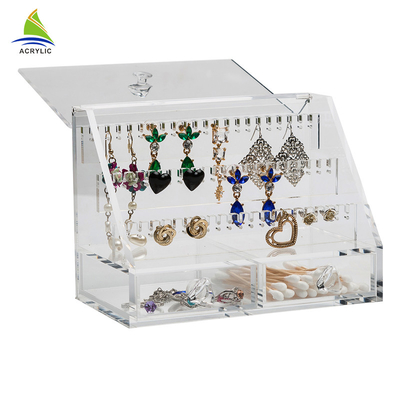 Clear Acrylic Jewelry Display Boxes Elegant Attached With Drawers Customized Size