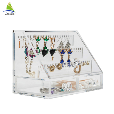 Clear Acrylic Jewelry Display Boxes Elegant Attached With Drawers Customized Size