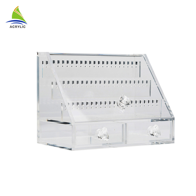 Clear Acrylic Jewelry Display Boxes Elegant Attached With Drawers Customized Size