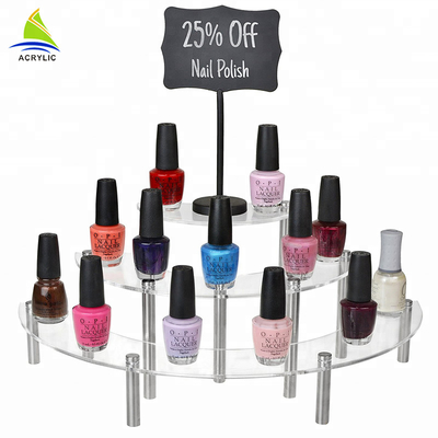 Semicircular Acrylic Cosmetic Display Stand acrylic makeup storage Engraved Logo