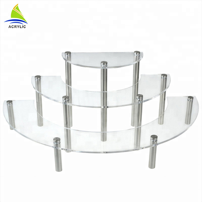 Semicircular Acrylic Cosmetic Display Stand acrylic makeup storage Engraved Logo