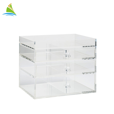 3 - Layer Plastic Acrylic Make Up Organizer Acrylic Makeup Stand High Hardness