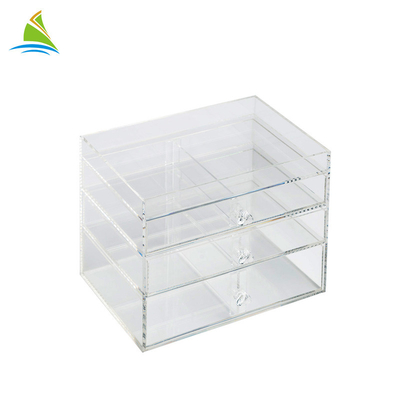 3 - Layer Plastic Acrylic Make Up Organizer Acrylic Makeup Stand High Hardness