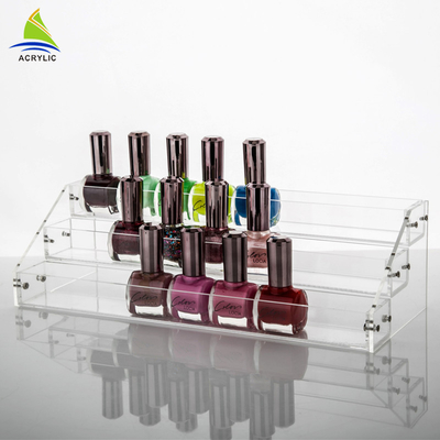 Commercial Clear Thickness Ladder Shape Nail Polish Display Stand OEM Service
