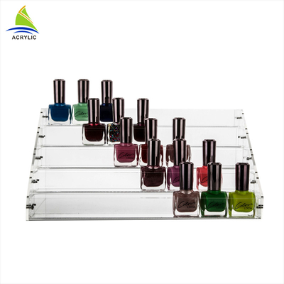 Commercial Clear Thickness Ladder Shape Nail Polish Display Stand OEM Service