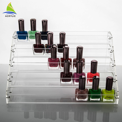 Commercial Clear Thickness Ladder Shape Nail Polish Display Stand OEM Service
