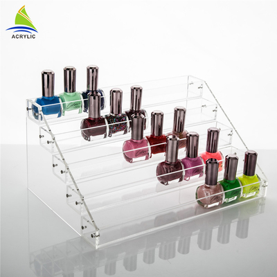 Commercial Clear Thickness Ladder Shape Nail Polish Display Stand OEM Service