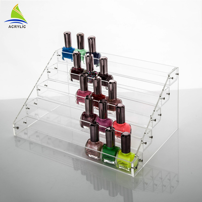 Commercial Clear Thickness Ladder Shape Nail Polish Display Stand OEM Service