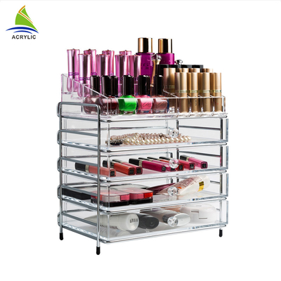 4 Drawers Lipstick Holder Tabletop Elegant Clear Acrylic Makeup Storage Box