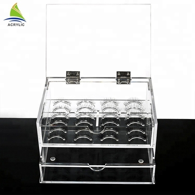 Custom factory transparent 2 tier acrylic organizer case mink eyelash box