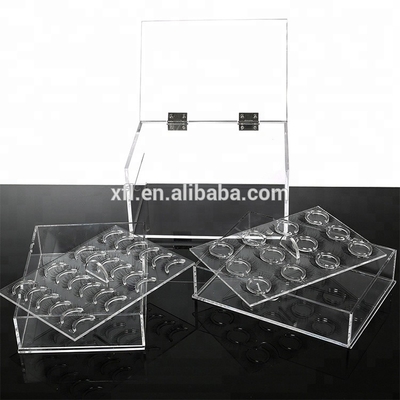 Custom factory transparent 2 tier acrylic organizer case mink eyelash box