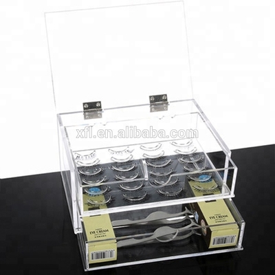 Custom factory transparent 2 tier acrylic organizer case mink eyelash box