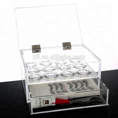 Custom factory transparent 2 tier acrylic organizer case mink eyelash box