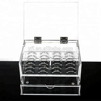 Custom factory transparent 2 tier acrylic organizer case mink eyelash box
