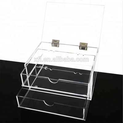Custom factory transparent 2 tier acrylic organizer case mink eyelash box