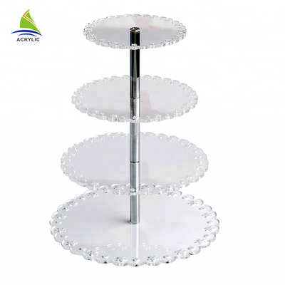 Professional Four Layers Round Acrylic Display Risers Customized Logo