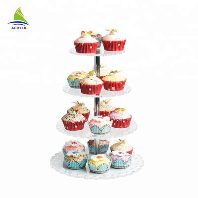 Professional Four Layers Round Acrylic Display Risers Customized Logo