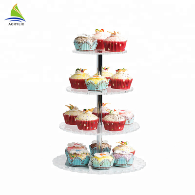 Professional Four Layers Round Acrylic Display Risers Customized Logo