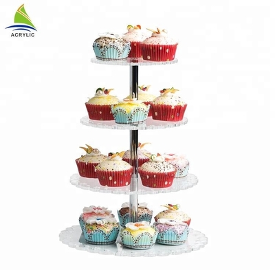 Round 4 Tier Crylic Cake Display Acrylic Dessert Display Stands For Storage