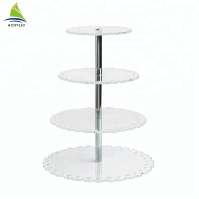 Round 4 Tier Crylic Cake Display Acrylic Dessert Display Stands For Storage