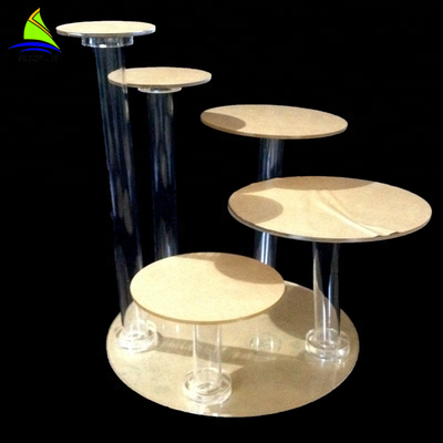 Retail Durable Acrylic Cake Display Round Tablet Display Cupcake Stand Tower