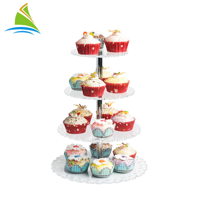 5 - Tier Wedding  Acrylic Cake Display Stand Cupcake Tower Round Shape