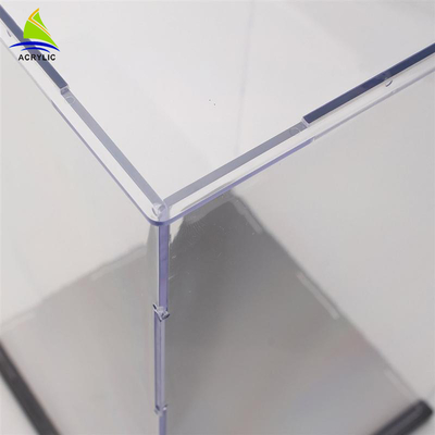 High Gloss Square Acrylic Display Box Luxury Counter Top Decorative Customized Clear Box