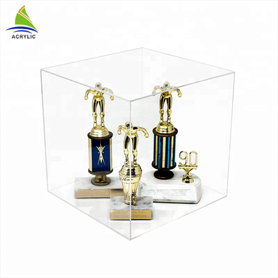 Eco - Friendly Acrylic Cube Display Case  Transparent Clear Single Acrylic 3D Case