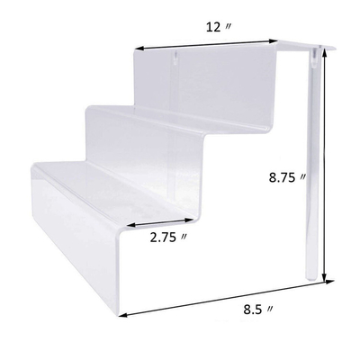 High Transparent Clear Acrylic Tiered Display Stands 3 Step Acrylic Display