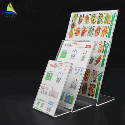 Customized Clear Acrylic Slanted Design menu holder acrylic Sign