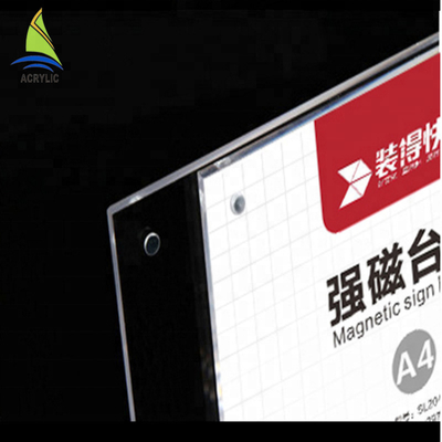 Top Level Acrylic Sign Display Holder Anodized Magnet Sign Acrylic Display Card