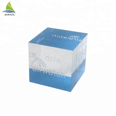 Clear Solid Acrylic Display Cube Block Eco - Friendly Material Silk Screen Printing