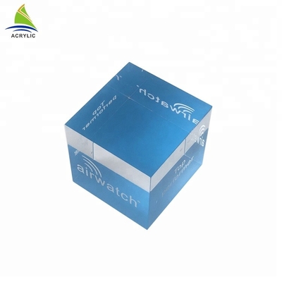 Clear Solid Acrylic Display Cube Block Eco - Friendly Material Silk Screen Printing