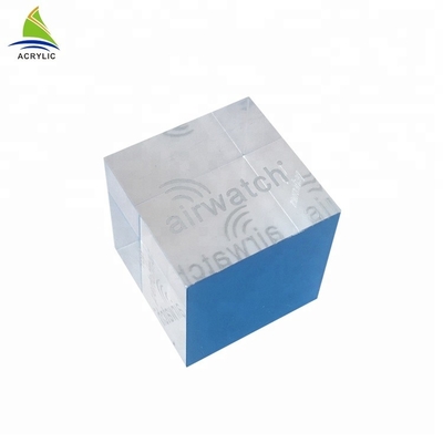 Clear Solid Acrylic Display Cube Block Eco - Friendly Material Silk Screen Printing