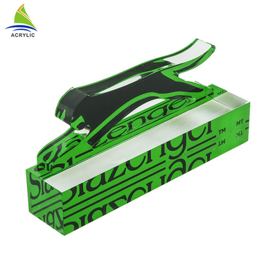 Eco - Friendly Acrylic Sign Display Holder Clear Solid Engraved Acrylic Logo Block