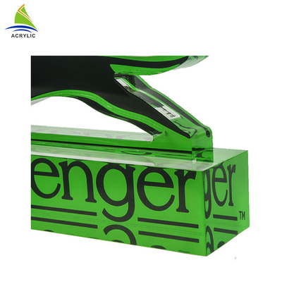 Eco - Friendly Acrylic Sign Display Holder Clear Solid Engraved Acrylic Logo Block