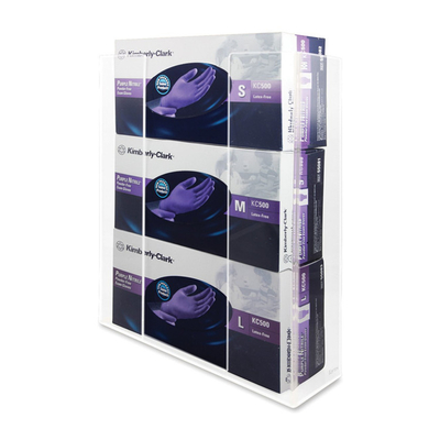 Clear Acrylic Side - Loading Triple Glove Dispenser box Holders Customized Thickness