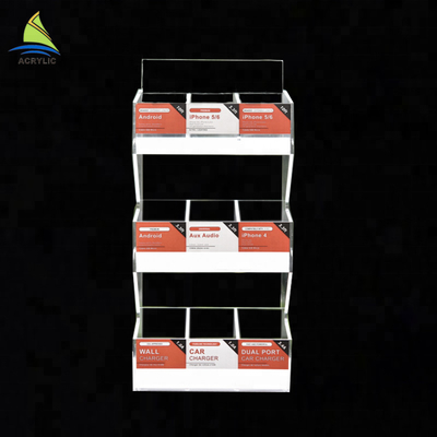 Acrylic Cell Phone Accessory Display Stand For Usb Cable Crystal Polishing