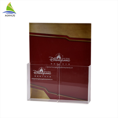 Plastic Double Pocket Leaflet / File Acrylic Brochure Display Stand Holder
