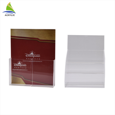 Plastic Double Pocket Leaflet / File Acrylic Brochure Display Stand Holder