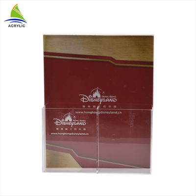 Plastic Double Pocket Leaflet / File Acrylic Brochure Display Stand Holder