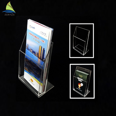 Counter Top Acrylic Brochure Holders Plastic Pamphlet Holder Silk Screen Printing