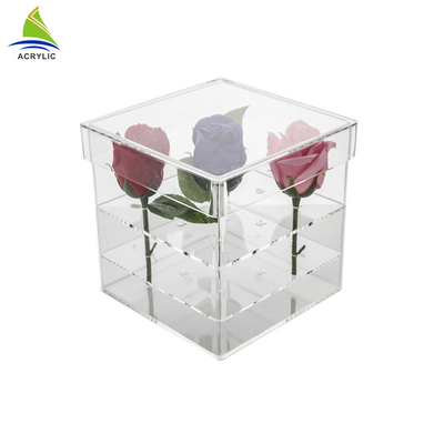 Custom Design Acrylic Storage Box Display Clear Square Acrylic Flower Box
