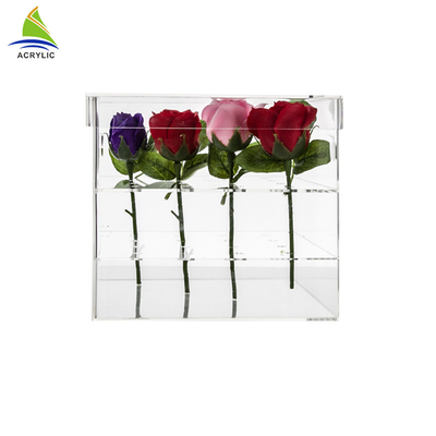Custom Design Acrylic Storage Box Display Clear Square Acrylic Flower Box