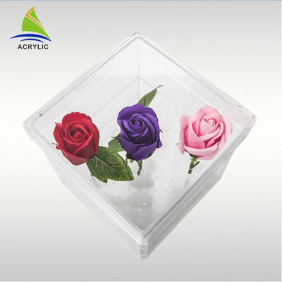 Custom Design Acrylic Storage Box Display Clear Square Acrylic Flower Box