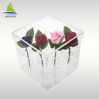 Custom Design Acrylic Storage Box Display Clear Square Acrylic Flower Box